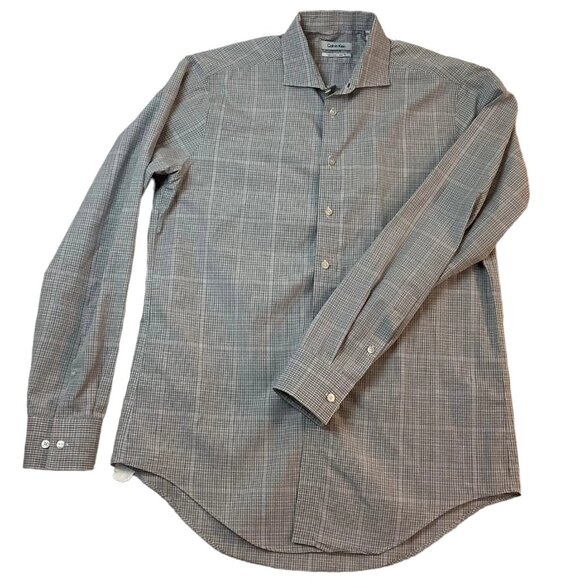 Calvin Klein Long Sleeve Button Up Slim Fit Shirt Mens Size 16-34/35 Cotton - Picture 1 of 7